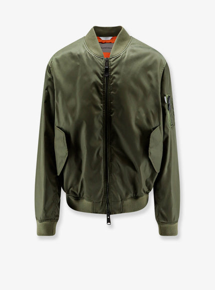 Balenciaga Nylon Bomber Jacket with Orange Lining Khaki