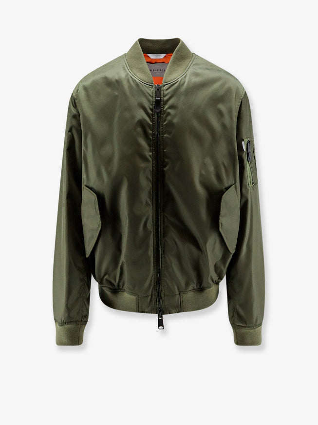 Balenciaga Nylon Bomber Jacket with Orange Lining Khaki