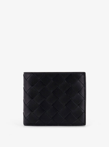 Bottega Veneta Leather Wallet With Intrecciato Pattern Uni Black-Silver