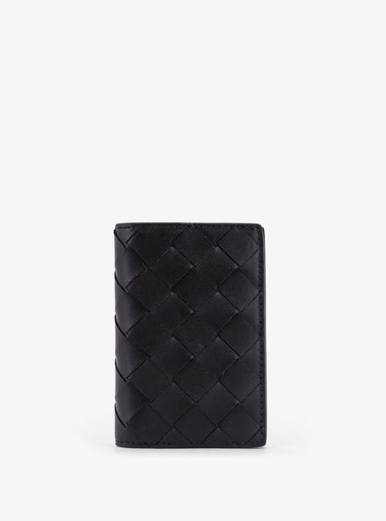 Bottega Veneta Leather Card Holder With Intrecciato Pattern Uni Black-Silver