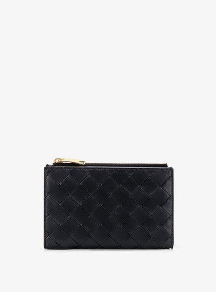 Bottega Veneta Leather Wallet With Intrecciato Pattern Uni Black-Gold