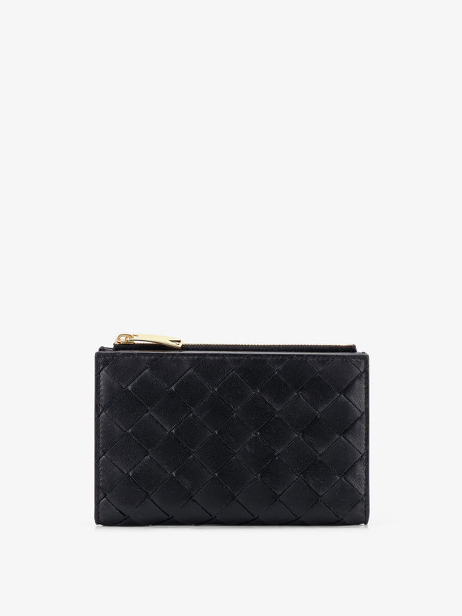 Bottega Veneta Leather Wallet With Intrecciato Pattern Uni Black-Gold