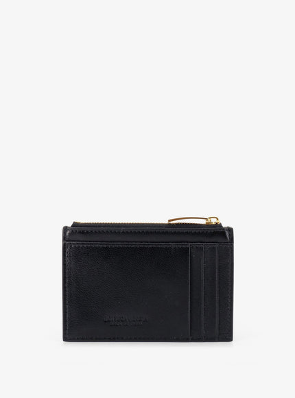 Leather Card Holder With Intrecciato Motif