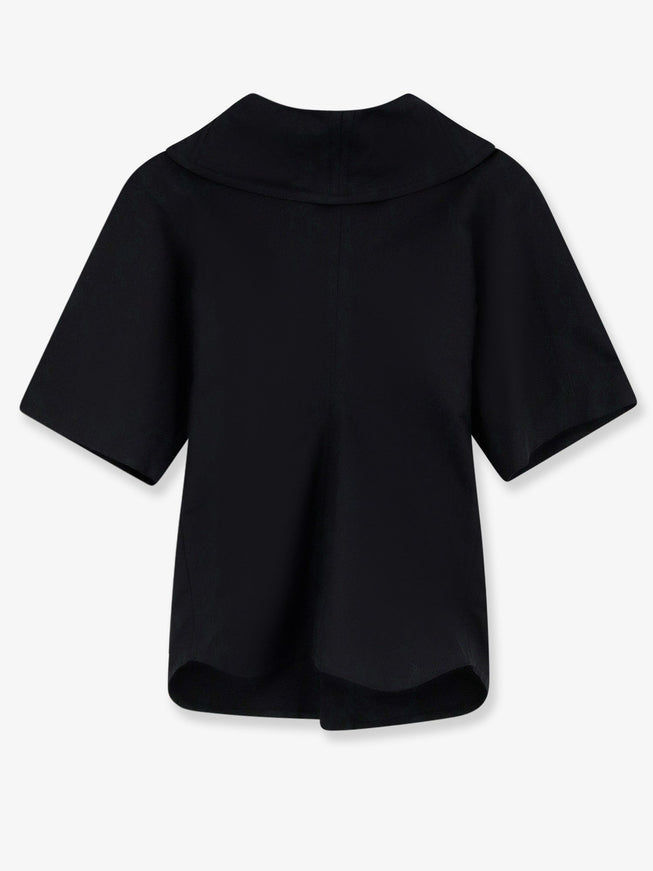 Bottega Veneta Compact Cotton Canvas Shirt With Square Knot Buttons Double Black