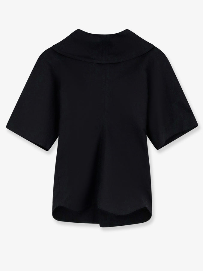 Bottega Veneta Compact Cotton Canvas Shirt With Square Knot Buttons Double Black