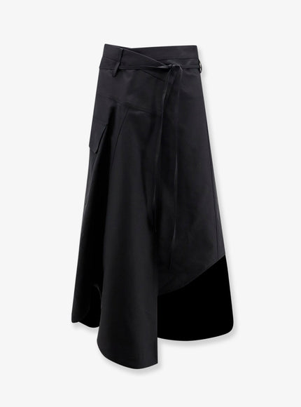 Bottega Veneta Compact Cotton Canvas Skirt Double Black