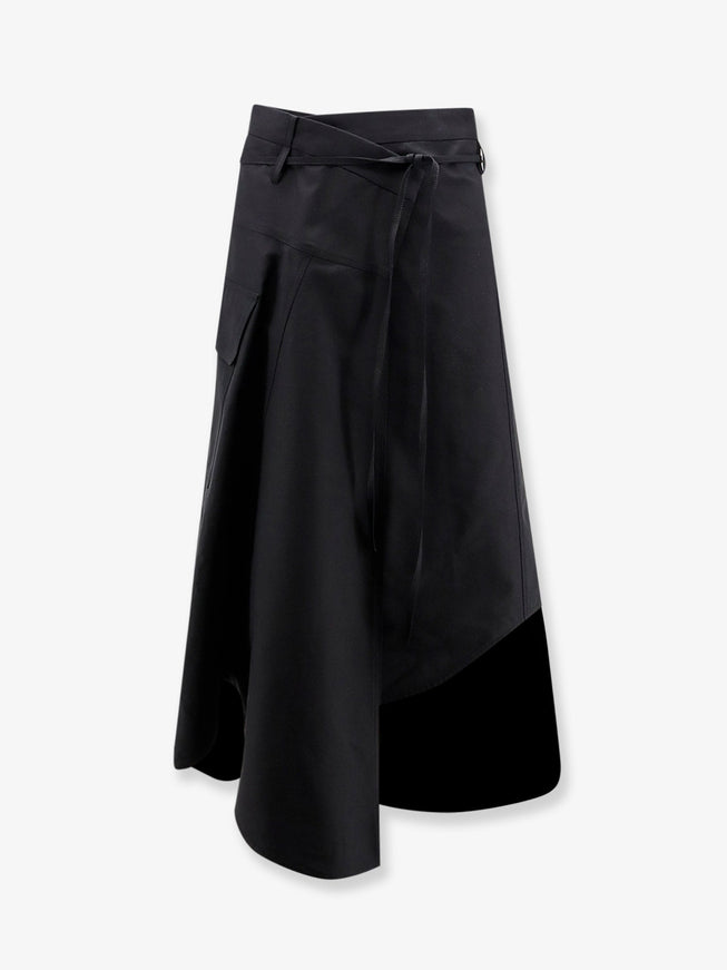 Bottega Veneta Compact Cotton Canvas Skirt Double Black