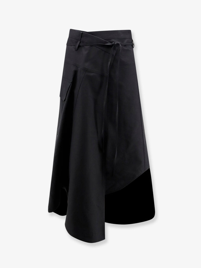 Bottega Veneta Compact Cotton Canvas Skirt Double Black