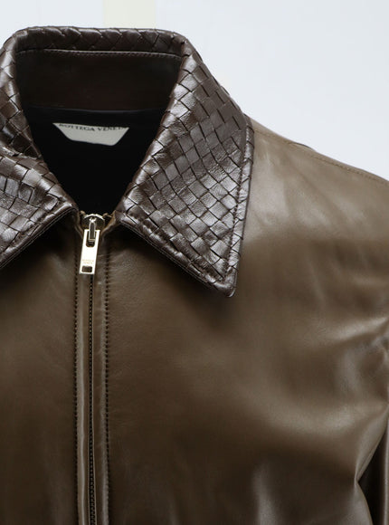 Bottega Veneta Intrecciato Leather Bomber Jacket