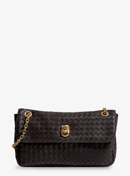 Bottega Veneta Madison Leather Shoulder Bag With Knot Detail Uni Espresso-M Brass