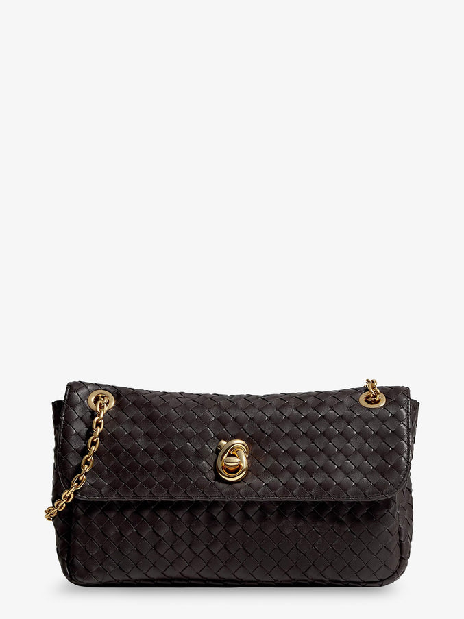 Bottega Veneta Madison Leather Shoulder Bag With Knot Detail Uni Espresso-M Brass