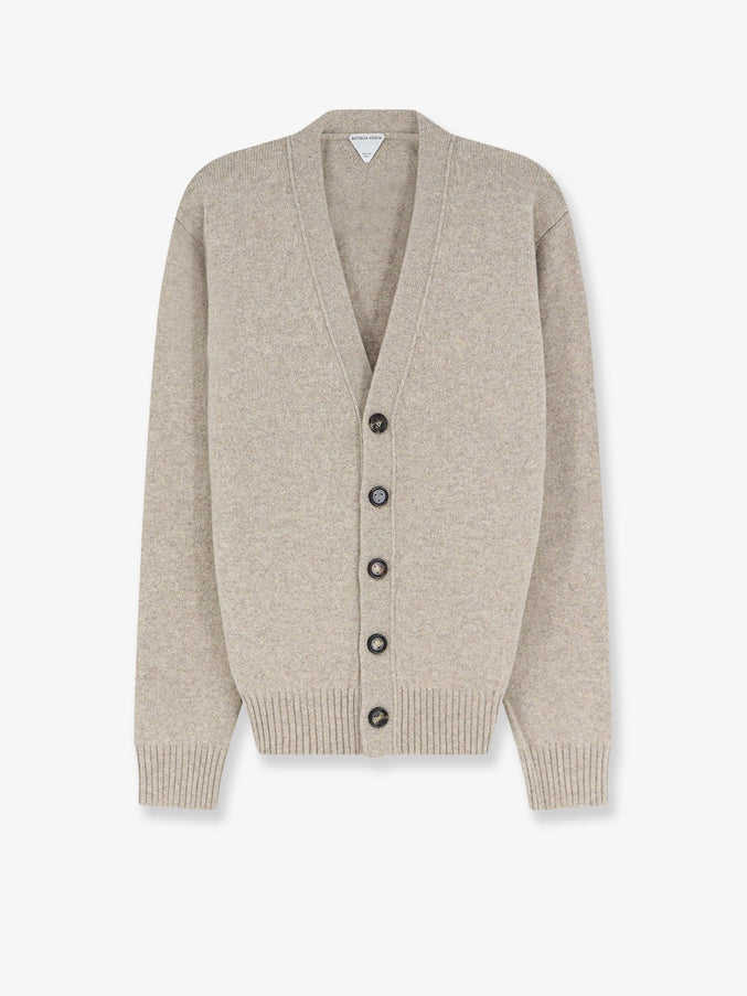 Bottega Veneta Cashmere Blend Cardigan with Intreccio Patch Fleece Melange