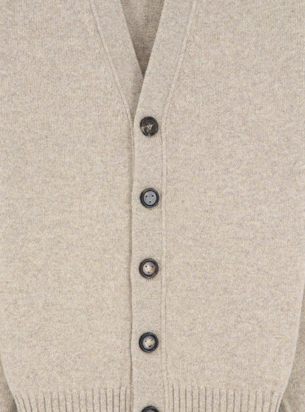 Cashmere Blend Cardigan With Intreccio Patch