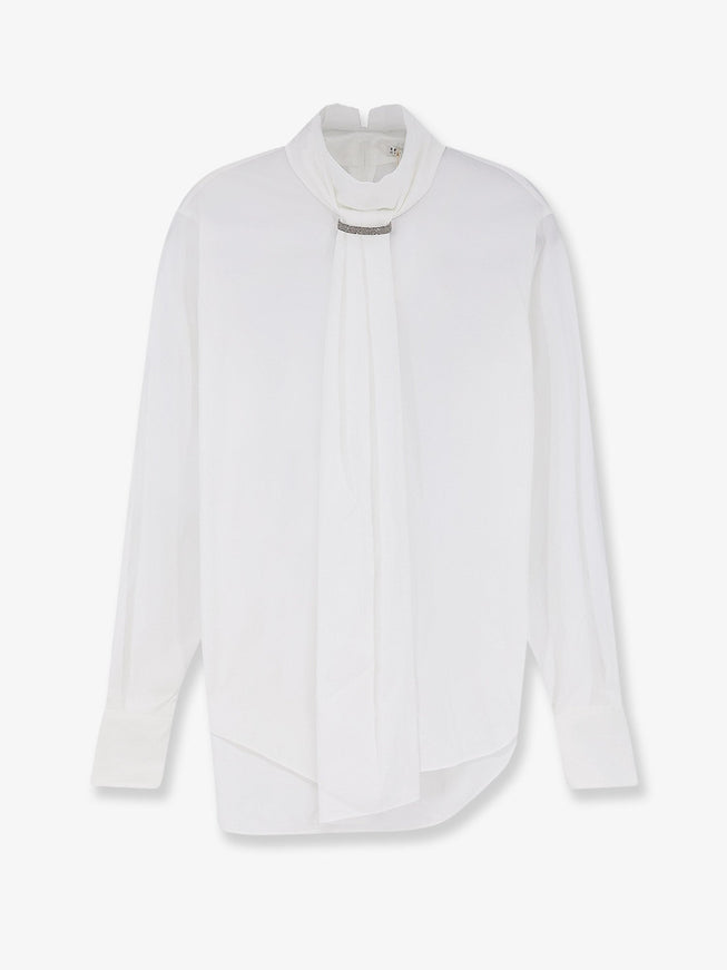 Brunello Cucinelli Monile Cotton Blend Shirt Bianco