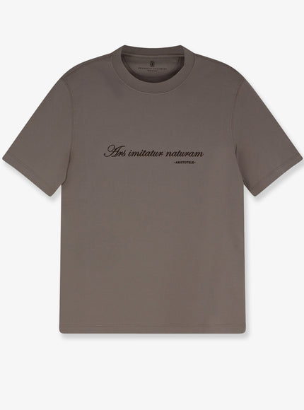 Brunello Cucinelli Cotton T-Shirt with Embroidered Quote Roccia