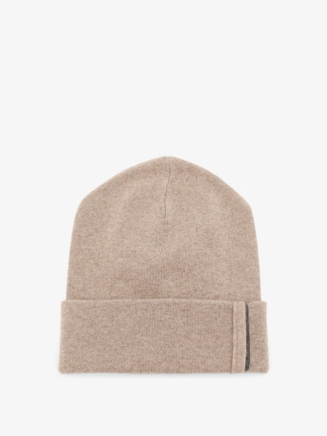 Brunello Cucinelli Cashmere Hat With Monili Detail Brown