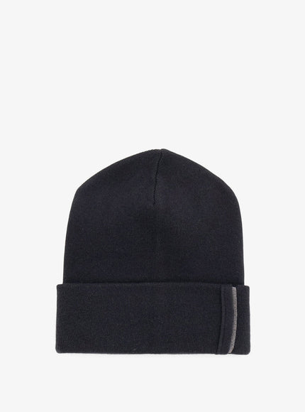 Brunello Cucinelli Cashmere Hat With Monili Detail Nero