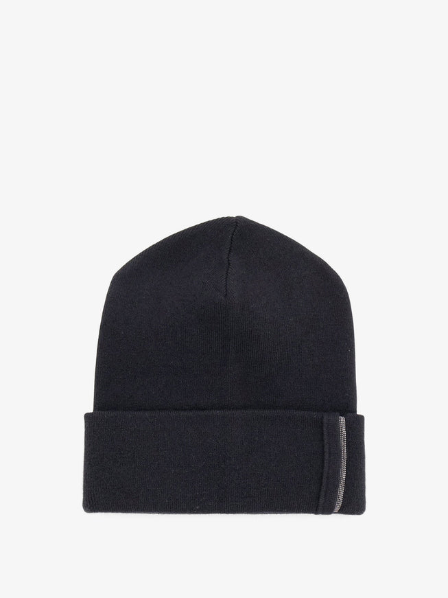 Brunello Cucinelli Cashmere Hat With Monili Detail Nero