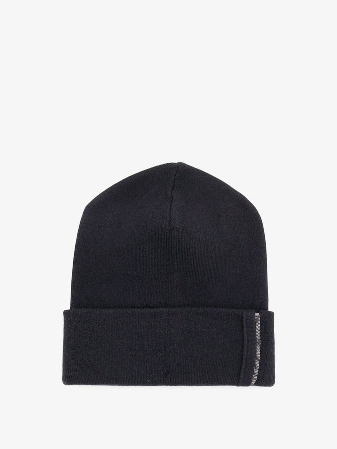 Brunello Cucinelli Cashmere Hat With Monili Detail Nero