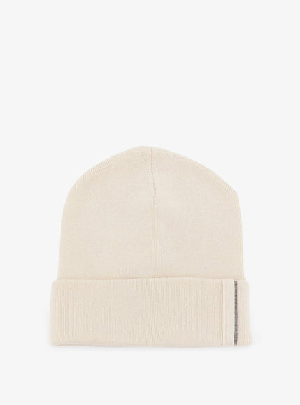 Brunello Cucinelli Cashmere Hat With Monili Detail English White