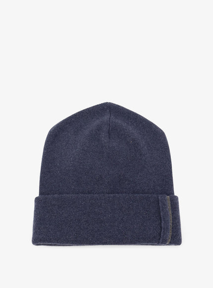 Brunello Cucinelli Cashmere Hat With Monili Detail Blu Freddo