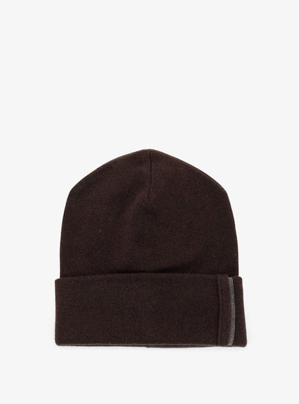Brunello Cucinelli Cashmere Hat With Monili Detail Caffè