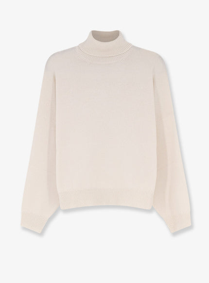 Brunello Cucinelli Cashmere Turtleneck With Monili Detail On The Back English White