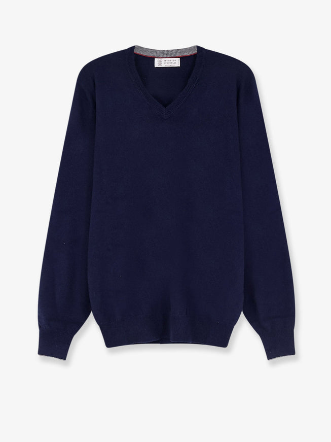Brunello Cucinelli Cashmere Sweater Navygrigiomedio