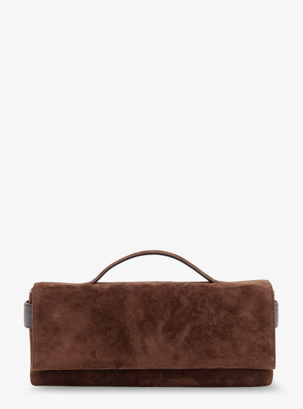 Brunello Cucinelli Essence Suede Handbag Uni Espresso