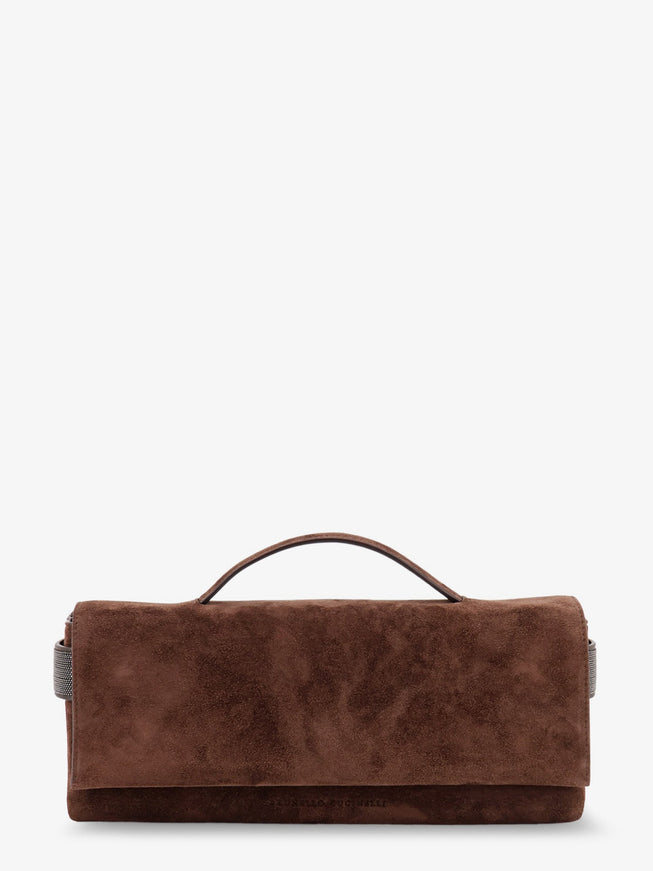 Brunello Cucinelli Essence Suede Handbag Uni Espresso