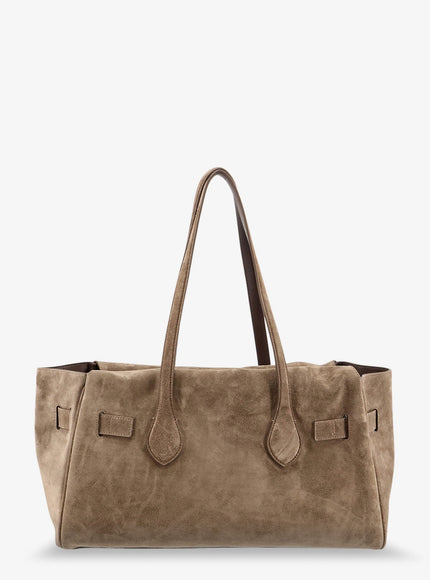 Brunello Cucinelli Suede Shoulder Bag With Logo Padlock Detail