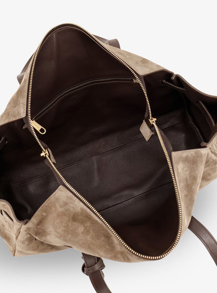 Brunello Cucinelli Suede Shoulder Bag With Logo Padlock Detail