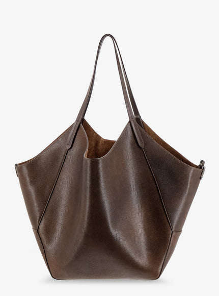 Brunello Cucinelli Leather Shopping Bag With Side Monili Detail
