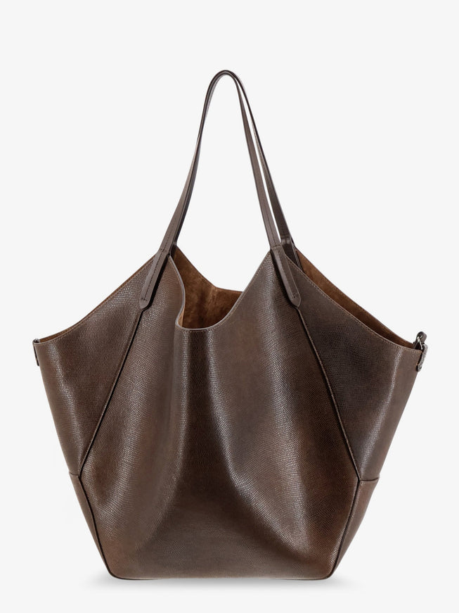 Brunello Cucinelli Leather Shopping Bag With Side Monili Detail