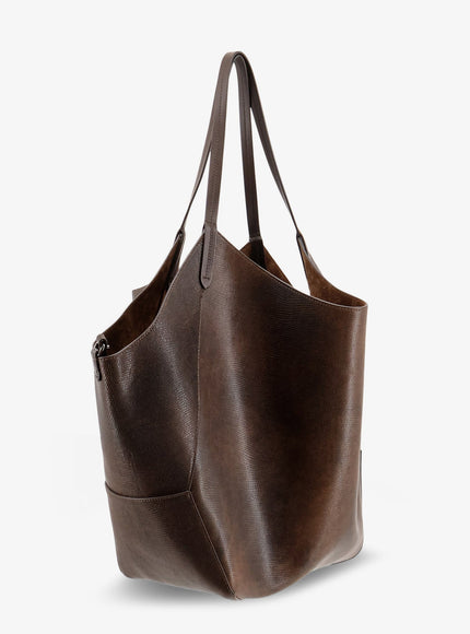 Brunello Cucinelli Leather Shopping Bag With Side Monili Detail