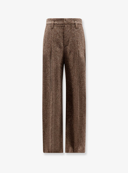 Brunello Cucinelli Mélange Wool Blend Trousers Brown