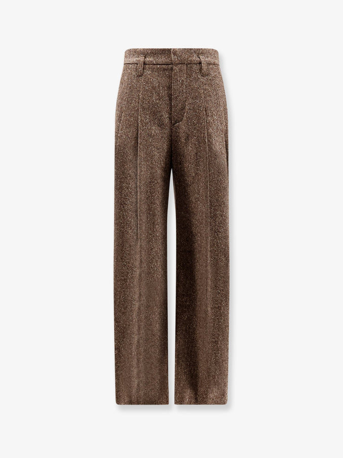 Brunello Cucinelli Mélange Wool Blend Trousers Brown