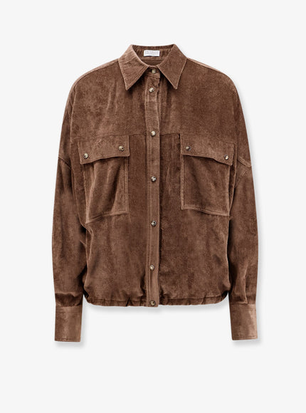 Brunello Cucinelli Velvet Cashmere Blend Shirt Sigaro