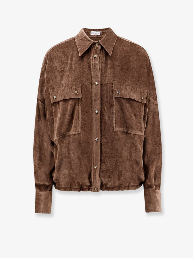 Brunello Cucinelli Velvet Cashmere Blend Shirt Sigaro