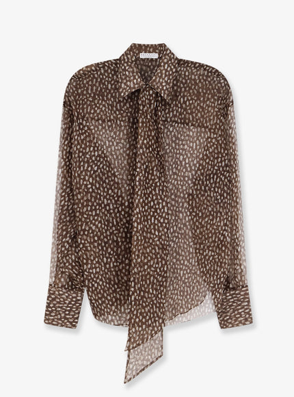 Brunello Cucinelli Sheer Silk Shirt in Chocolate Chocolate