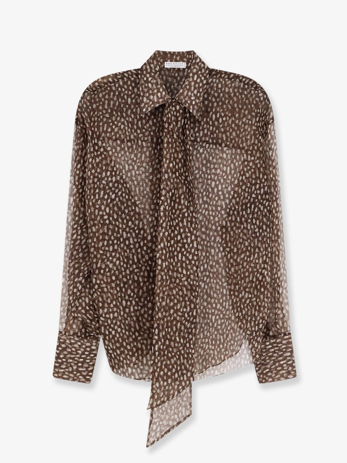 Brunello Cucinelli Sheer Silk Shirt in Chocolate Chocolate