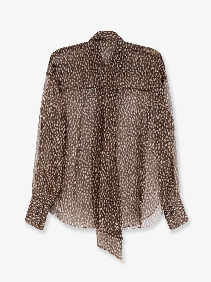 Brunello Cucinelli Sheer Silk Shirt in Chocolate