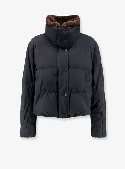 Brunello Cucinelli Down Jacket with Shearling Collar Nero