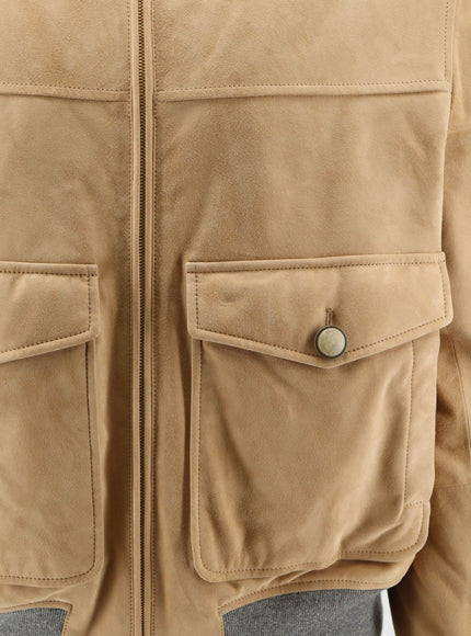 Brunello Cucinelli Padded Suede Bomber Jacket
