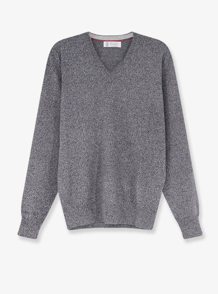 Brunello Cucinelli Pure Cashmere V-Neck Sweater Dark Gray