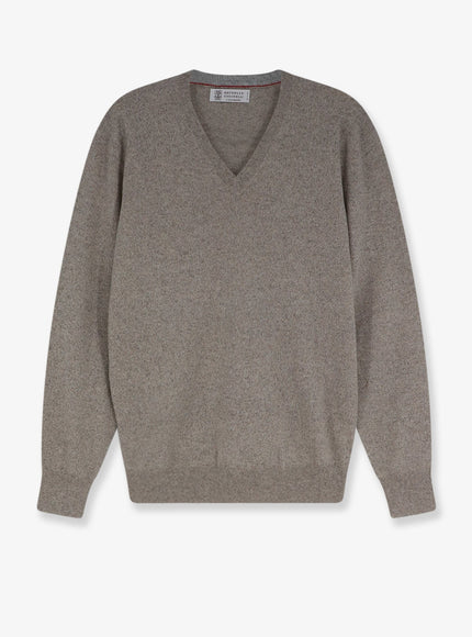 Brunello Cucinelli Pure Cashmere V-Neck Sweater Pebble