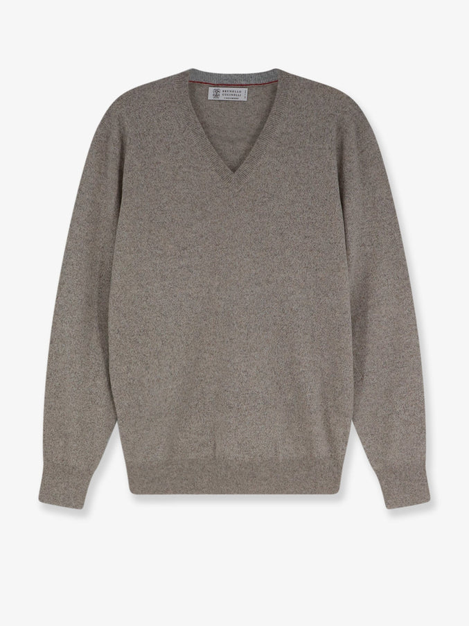 Brunello Cucinelli Pure Cashmere V-Neck Sweater Pebble