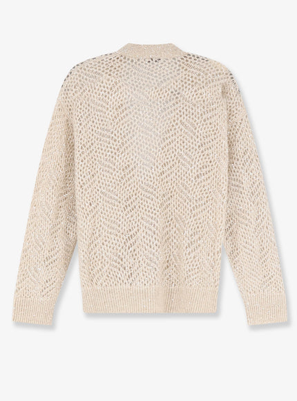 Brunello Cucinelli Mohair Blend Cardigan With Iconic Dazzling Motif