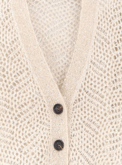 Brunello Cucinelli Mohair Blend Cardigan With Iconic Dazzling Motif