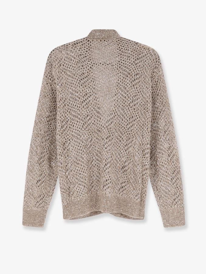 Brunello Cucinelli Mohair Blend Cardigan With Iconic Dazzling Motif